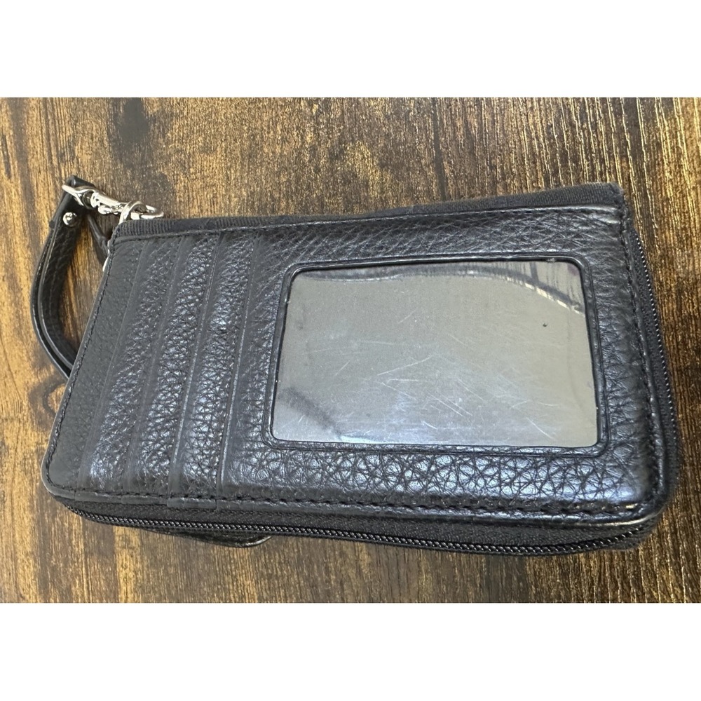 Coach Signature Logo Canvas Jacquard Wristlet Phone Wallet Turnlock Black Y2K - Picture 11 of 12